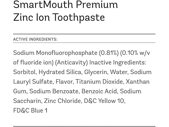 SmartMouth Anti Cavity Zinc Toothpaste 6oz