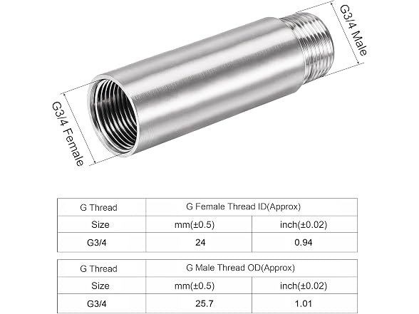 uxcell Shower Head Extension Arm SS 3/4PT