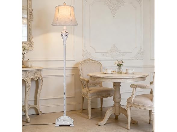 BesLowe Vintage Distressed White Floor Lamp