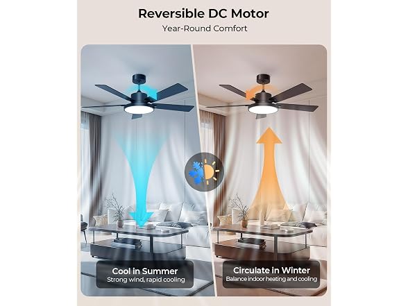 RGBCW Smart 52" 2600LM LED Ceiling Fan Light with Remote