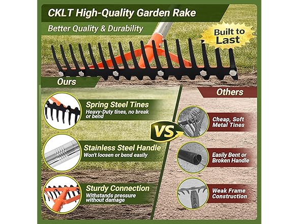 CKLT 17-Tine Garden Rake 62in Handle