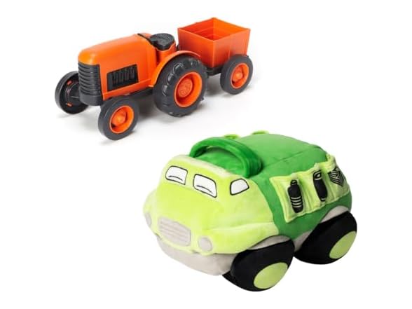 Green Toys Recycle Truck Plush & Tractor Bundle