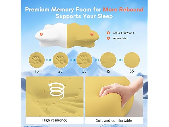 ofwaterstroll Dual-Height Cervical Neck Pillow for Pain