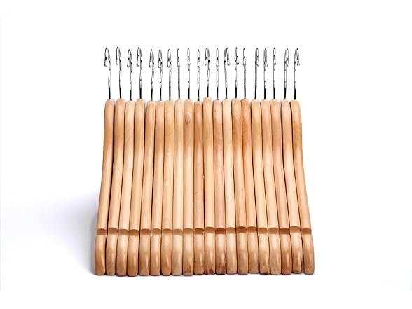 JS Hanger 20 Pack Solid Wooden Hangers