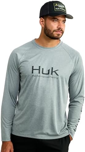 HUK Men's Standard Pursuit Vented Long Sleeve, 30 UPF Fishing Shirt, Night Owl Heather