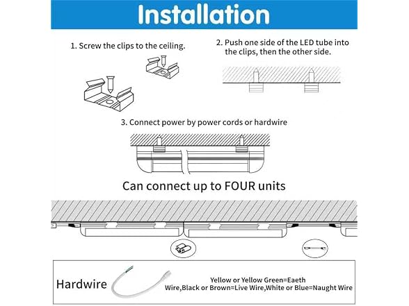 AQIQUUT Led Shop Light 3FT 36W 4-Pack