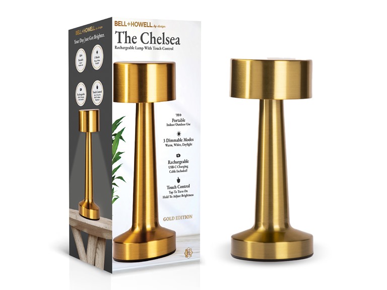Bell+Howell NB-2902 1-Pack Chelsea Gold Cordless Table Lamp The Chelsea Gold