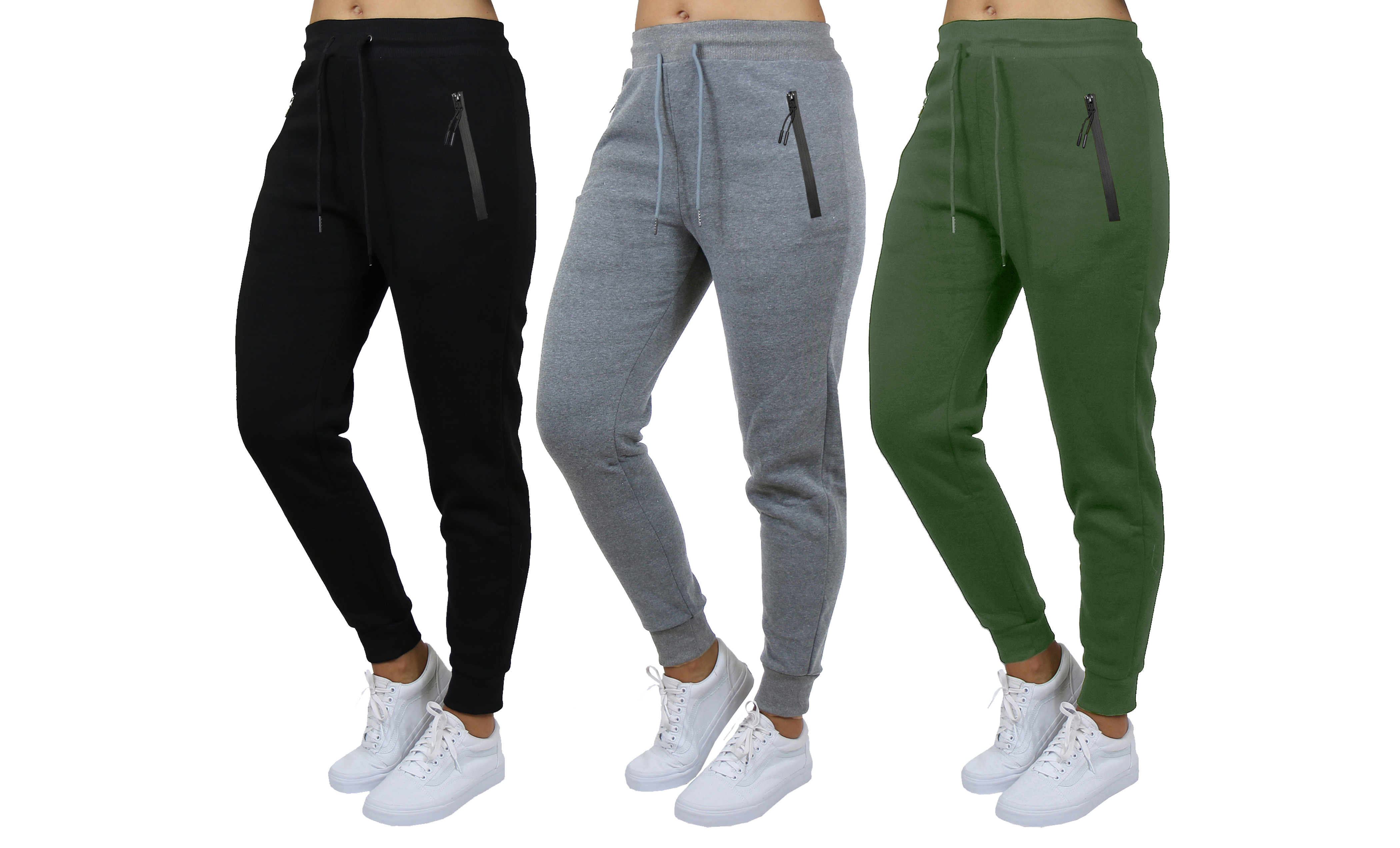 3Pk Womens Fleece Jogger Pants - Gallery 22