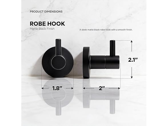 Robe Hook Matte Black Wall Mount