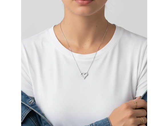 Moissanite Diamond Open Heart Necklace