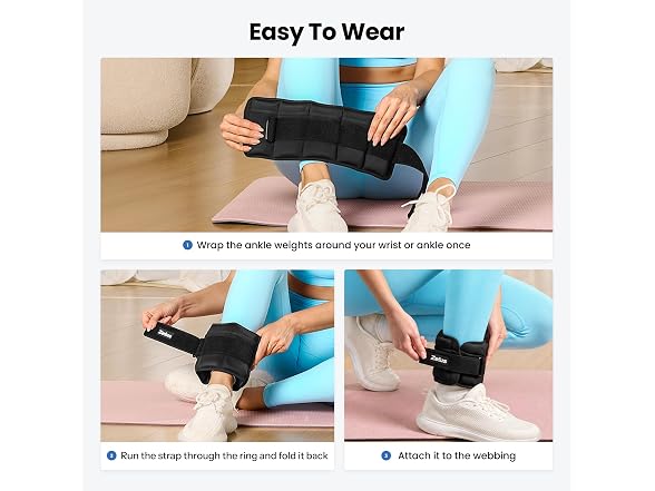 ZELUS Adjustable Ankle Weights 4lbs Pair