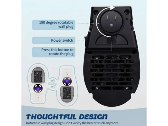 Portable Wall Outlet Space Heater 500W w/ Remote