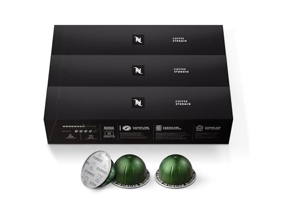 30Ct Nespresso Capsules Vertuo, Stormio, Dark Roast