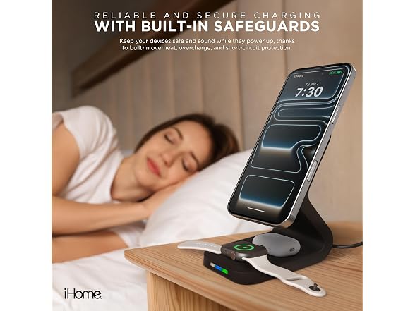 iHome 15W 3-in-1 Magnetic Wireless Charging Stand