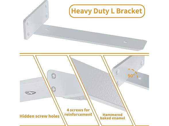ZGO Floating Shelf Brackets, 8 inch, 6 pack