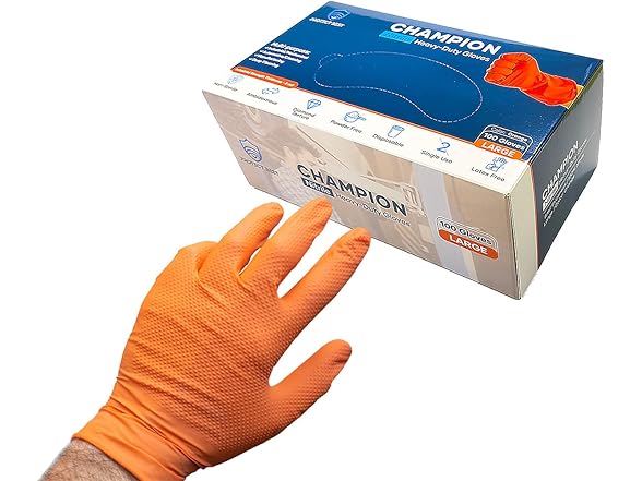 Orange Nitrile Gloves 8Mil XXL 100Ct
