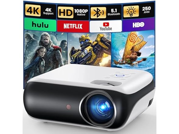 HAPPRUN Full HD Bluetooth Projector