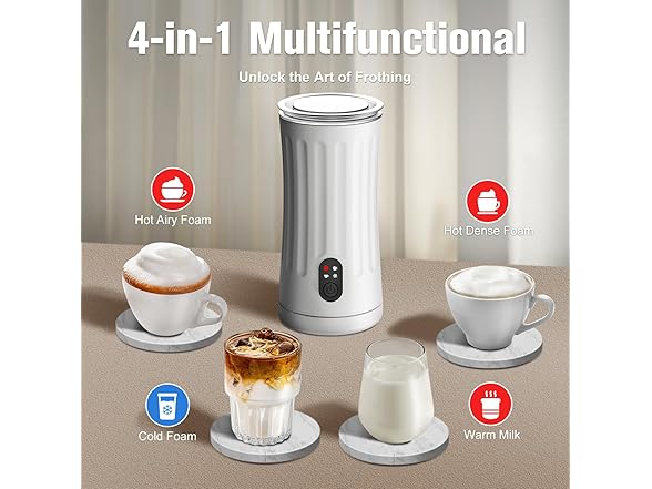 White 4-in-1 Milk Frother