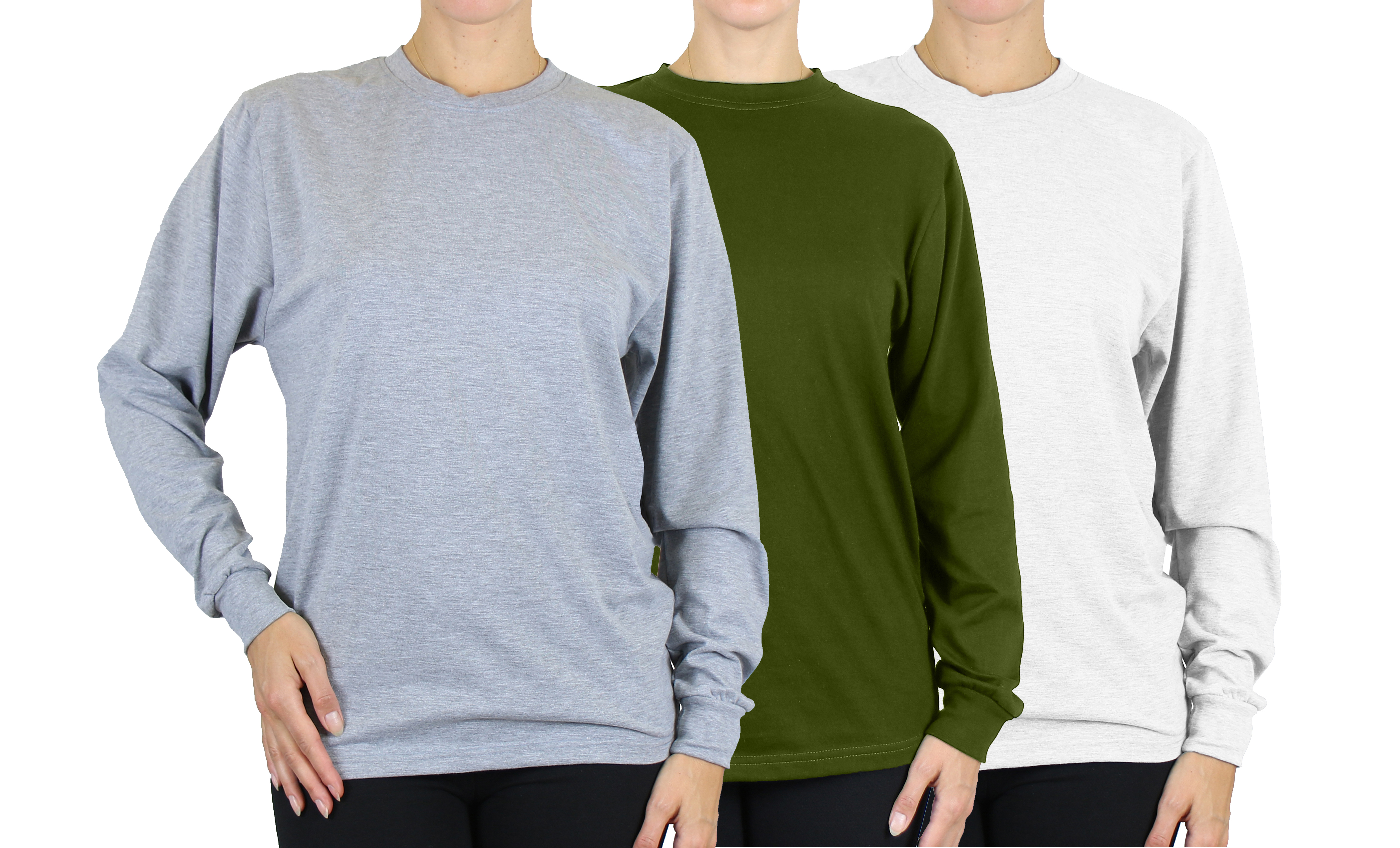 (3 or 6Pk) Womens L/S Loose Fit Solid Shirt - Gallery 15