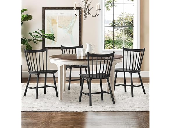 Set of 4 Black Dining Chairs