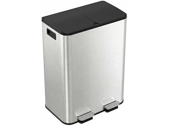 Takywep Dual Trash Can 2 x 8 Gallon Recycling Bin Silver
