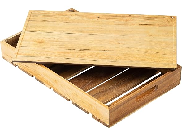 TableCraft Serving Tray, 20.75" x 12.75" x 0.625" Brown Melamine 