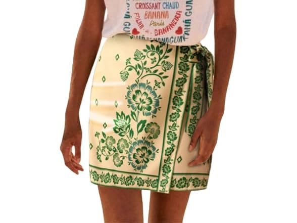 Talakeno Sage Green Floral Wrap Skirt
