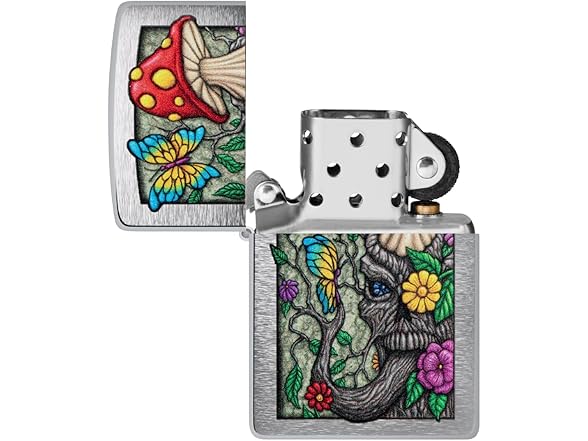 Zippo Outdoor Lighter, Freaky Nature Brushed Chrome