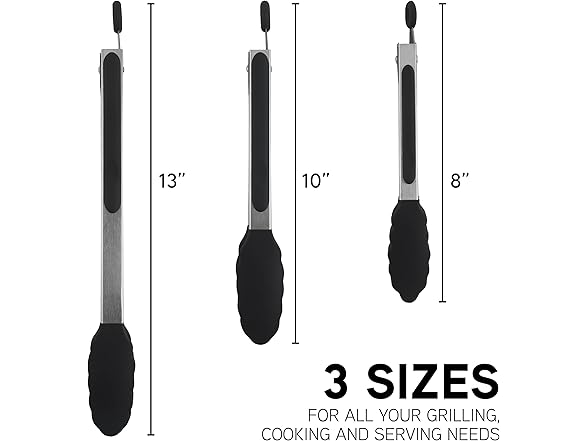 Stainless Steel Silicone Tipped Tongs Set