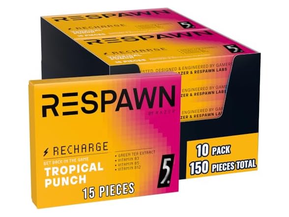 (10-Pack) Respawn Tropical Gum, 15-Count