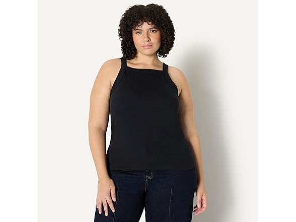 Women's Slim-Fit Stretch Rib High-Neck Tank