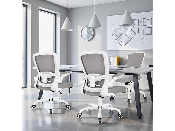 FelixKing Office Chair, Ergonomic Desk Chair Breathable Mesh Chairs Adjustable High Back Lumbar Support Flip-up Armrests, Executive Rolling Swivel Comfy Computer Chairs Home Office Gray (Open Box)