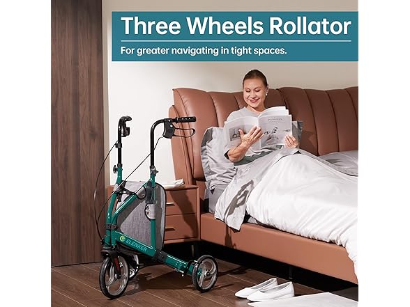 ELENKER BC2170626010041 YF-9006A 3 Wheel Walkers, Gree (Open Box)