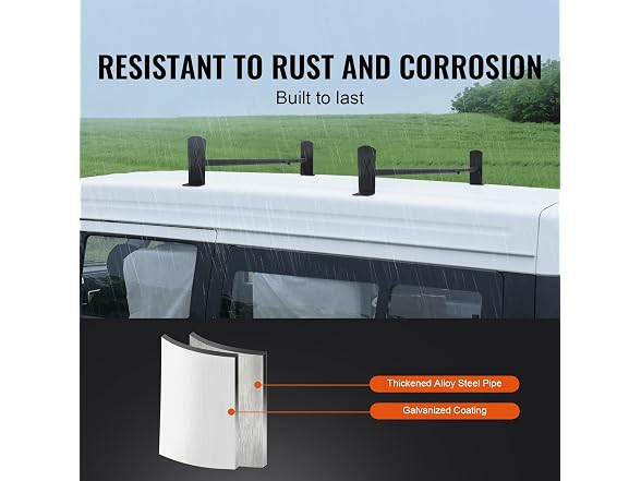 Van Roof Ladder Rack, 2 Bars Alloy Steel Roof