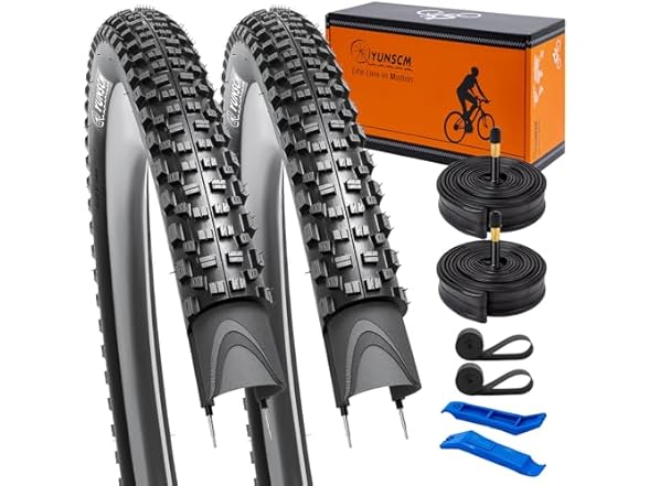 YUNSCM 26x2.25" MTB Tires & Tubes, 2-Pack