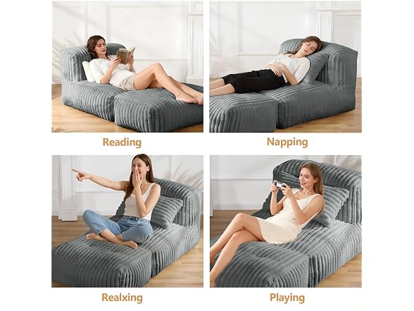 Big Bean Bag Lounger Sofa with Pillow