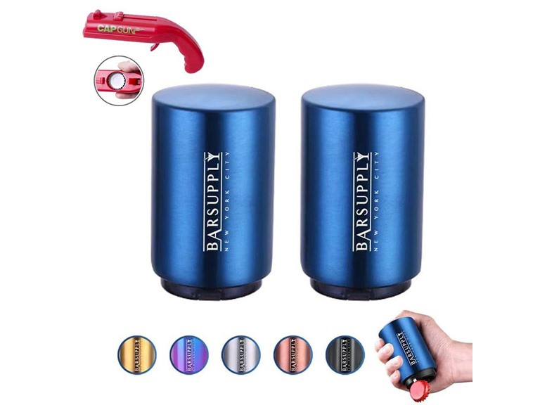 BARSUPPLY MQ-2-POPCAP-BLU 2-Pack Magnetic Beer Bottle Op