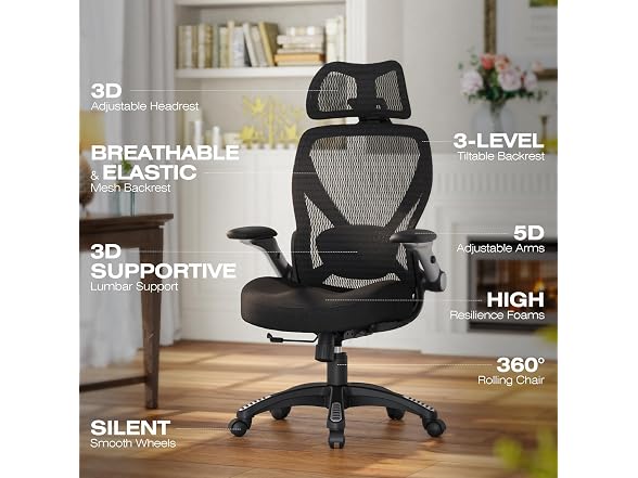ELABEST X100 X100 Ergonomic Office Chair, Black Padded Sea
