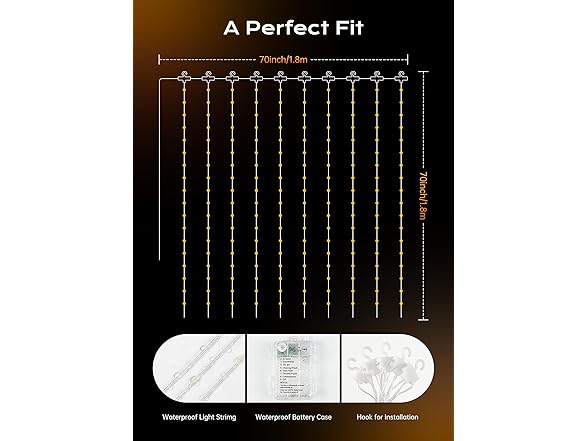 Brightown 180 LED Shower Curtain Fairy Lights