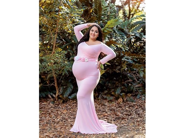 JustVH Women (M) Maternity Elegant Fitted V Dress