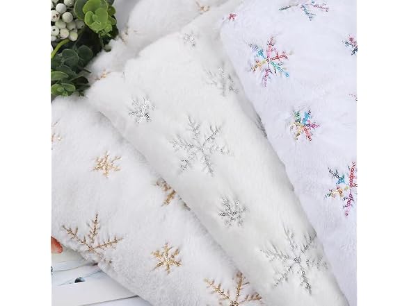 YYCRAFT 1 Yard Faux Fur Fabric with Sequin Snowflake