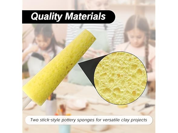 2Pcs Pottery Sponges on a Stick for Clay Throwing