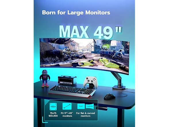 ARES WING 17" to 49" Ultrawide Monitor Arm with USB