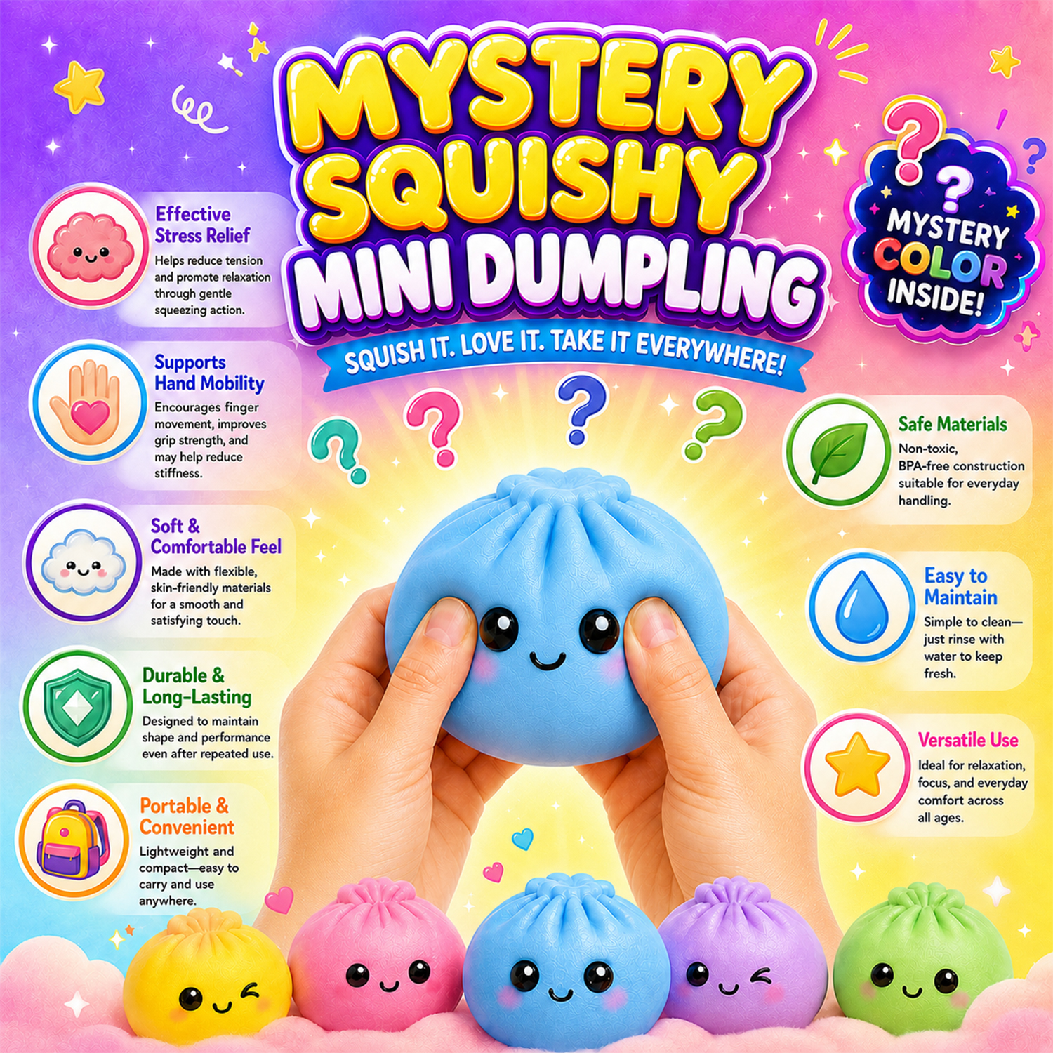 Twilight Squishy Sensory Toys Mini Dumpling - Gallery 10