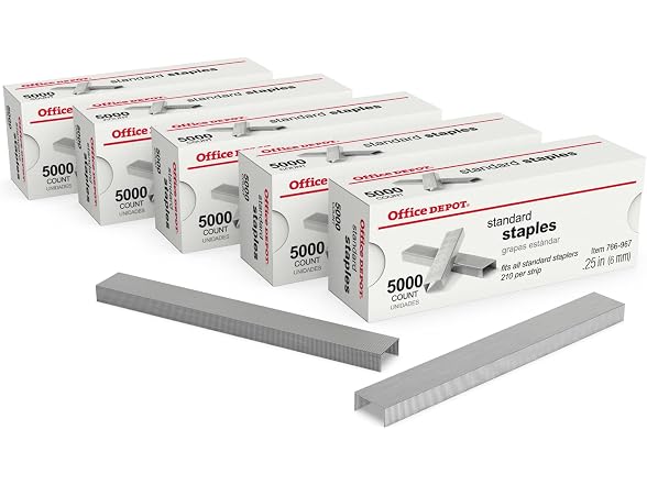 Office Depot Standard Staples, 1/4in., Pack of 5 Boxes, 2665