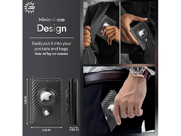 JGD Leather Airtag RFID Wallet, Black