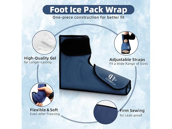 Conbella Ankle Ice Pack Wrap for Swelling