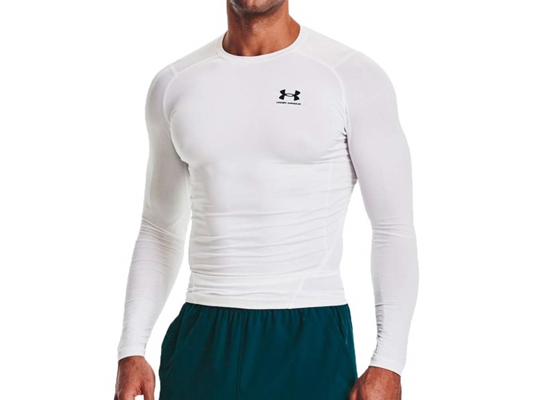 Under Armour  Small UA Men's HeatGear Long Sleeve  White / Black 
