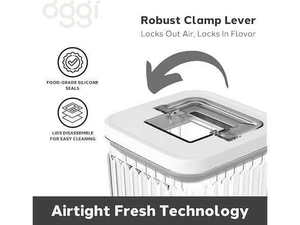 Oggi Airtight Clear Fluted Canister Set of 2