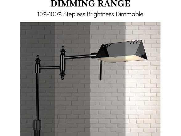 Bairth Black Chrome Reading Floor Lamp